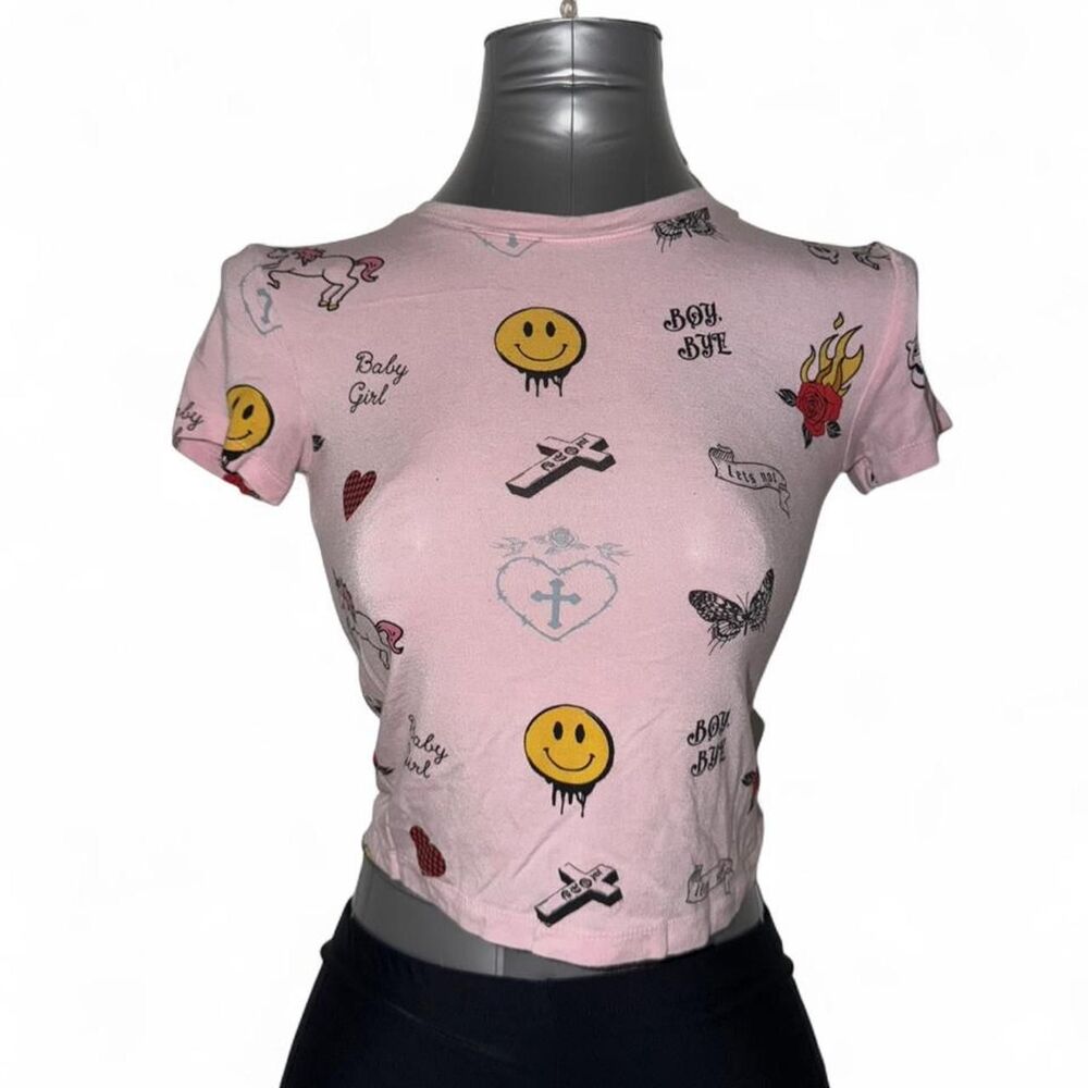 Forever-21 Women's Pink Crop-top